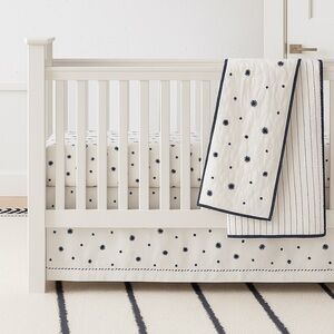 Bed Skirt - Pottery Barn Kids Crib  – White with Navy Star Embroidery